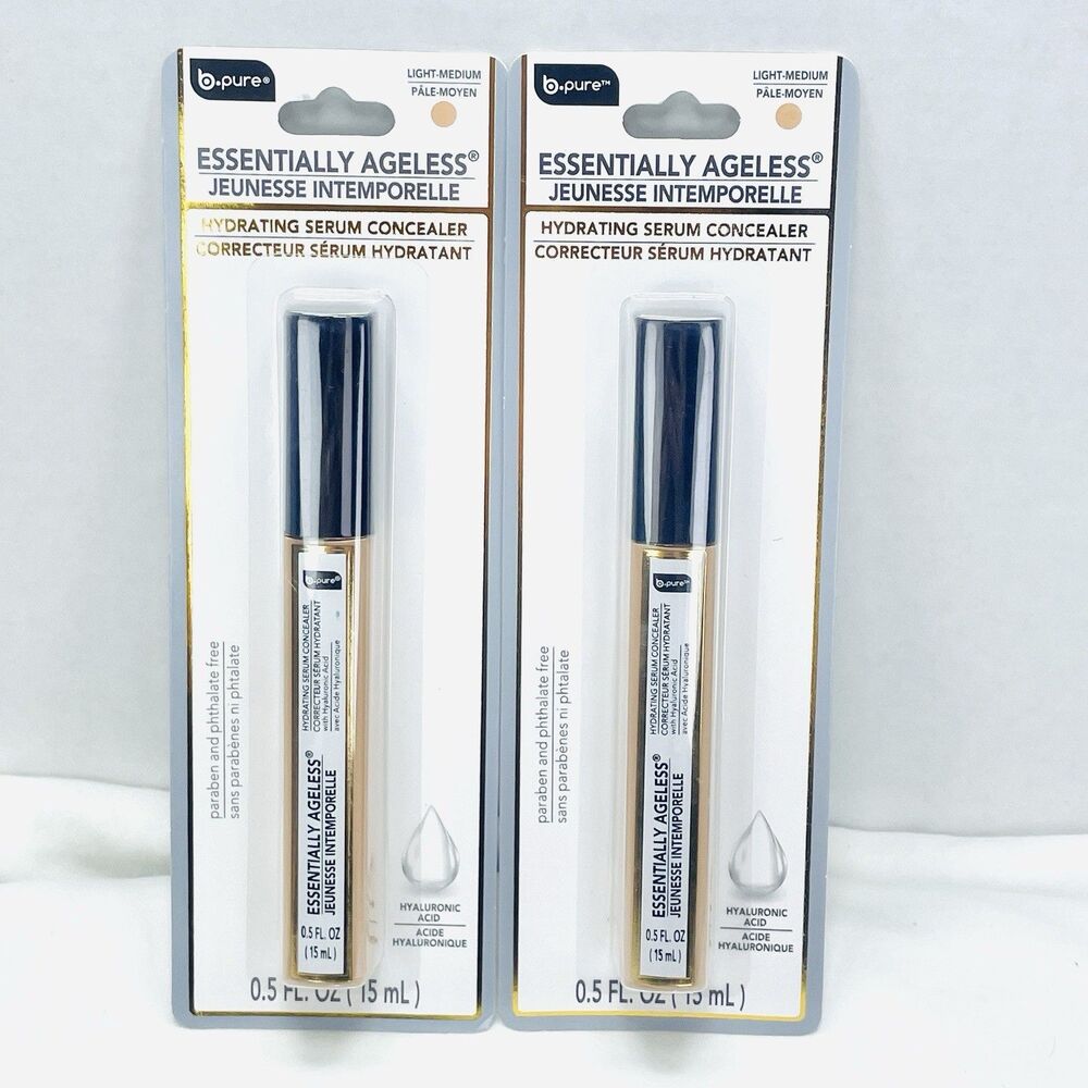 2 Pack B-Pure ESSENTIALLY AGELESS Hydrating Serum Concealer LIGHT MEDIUM New